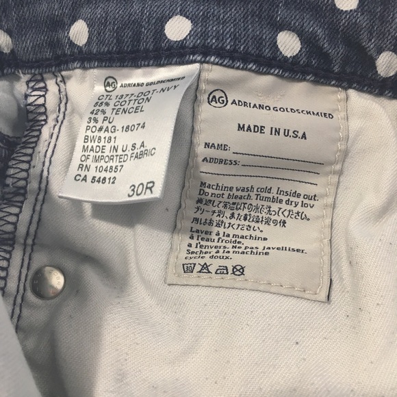 AG Adriano Goldschmied Stevie Polka Dot Blue Jeans - Picture 5 of 8